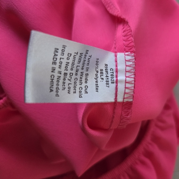 TCEC Like New Bright Hot Pink Off The Shoulder Crop Top Flowy Blouse Small - Picture 7 of 7